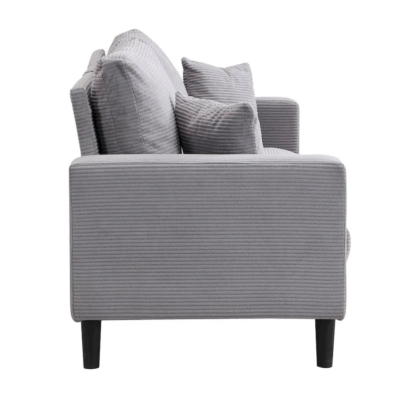 5-Seat Corduroy Sofa Set (3-Seater + 2-Seater) with High-Density Sponge Cushions & Sturdy Hardwood Frame