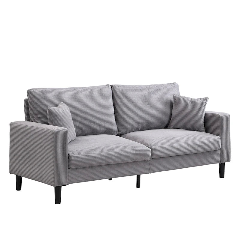 5-Seat Corduroy Sofa Set (3-Seater + 2-Seater) with High-Density Sponge Cushions & Sturdy Hardwood Frame