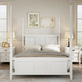 Roomfitters King Size Poster Bed, Solid Wood Frame, Horizontal Grille Design, White