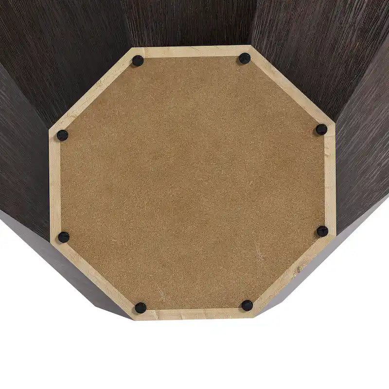 31.5 Octagonal Rubber Wood Coffee Table for Living Room, Bedroom