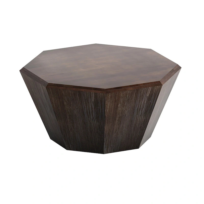 31.5 Octagonal Rubber Wood Coffee Table for Living Room, Bedroom