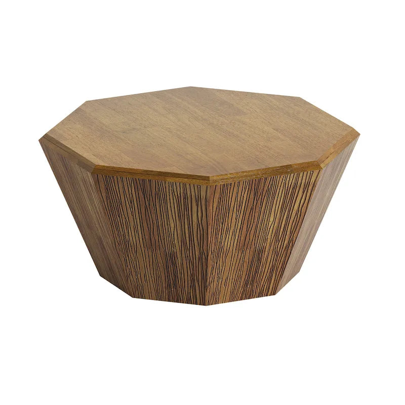 31.5 Octagonal Rubber Wood Coffee Table for Living Room, Bedroom
