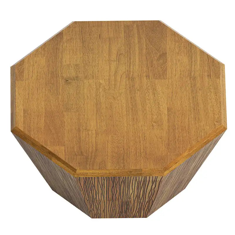 31.5 Octagonal Rubber Wood Coffee Table for Living Room, Bedroom