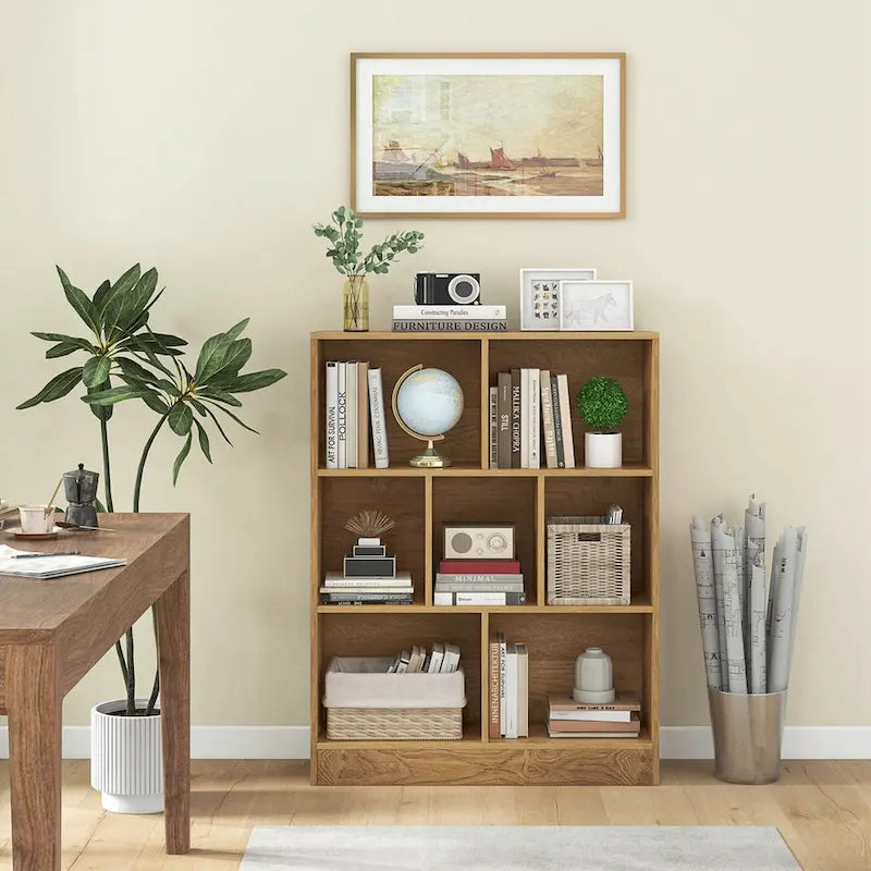 Costway 7-Cube Bookcase for Kids 41 Wooden Toy Storage Organizer - See Details