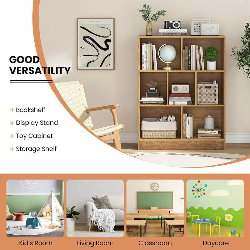 Costway 7-Cube Bookcase for Kids 41 Wooden Toy Storage Organizer - See Details