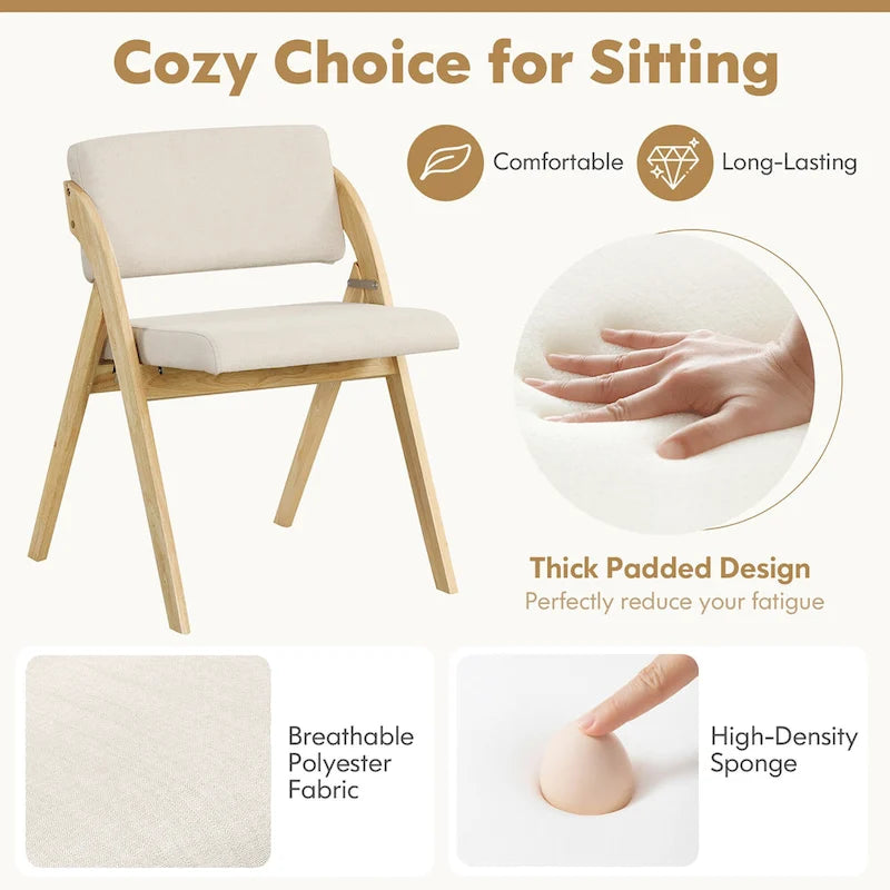 Gymax Set of 4 Dining Chairs Folding Kitchen Chair w/ Rubber Wood Legs