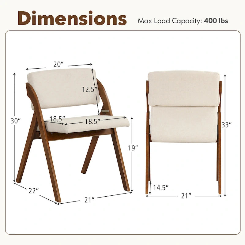 Gymax Set of 4 Dining Chairs Folding Kitchen Chair w/ Rubber Wood Legs