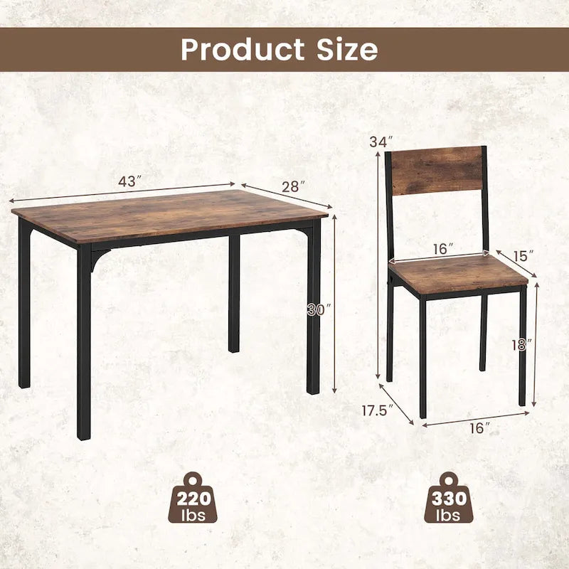 Costway 5 PCS Dining Table Set Industrial Style Kitchen Table & Chairs