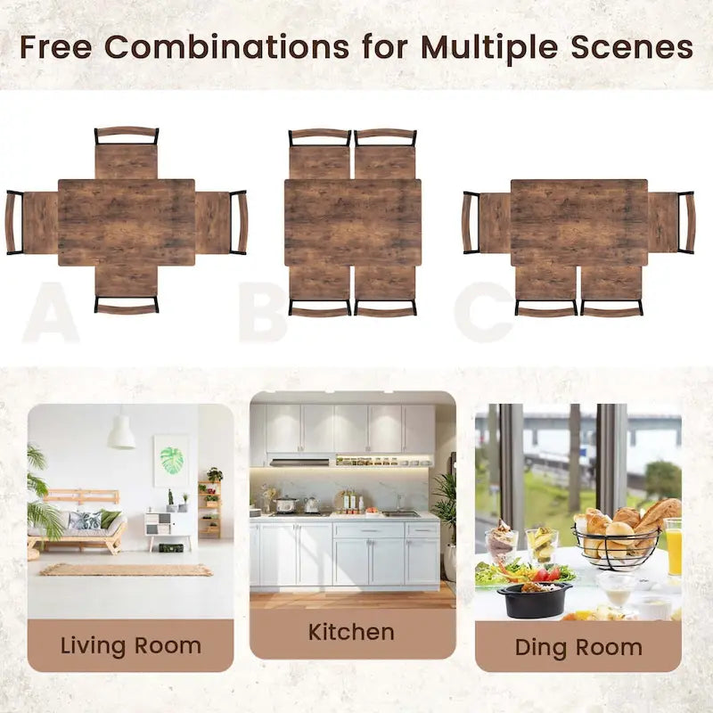 Costway 5 PCS Dining Table Set Industrial Style Kitchen Table & Chairs