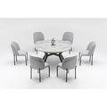 Zirz 7-Piece Extendable Round Dining Table And 6 Dining Chair With Metal Leg Set