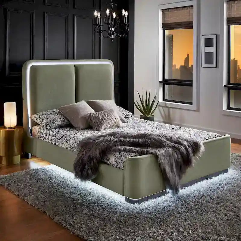 Noe Fabric Upholstered LED Platform Bed by iNSPIRE Q Modern