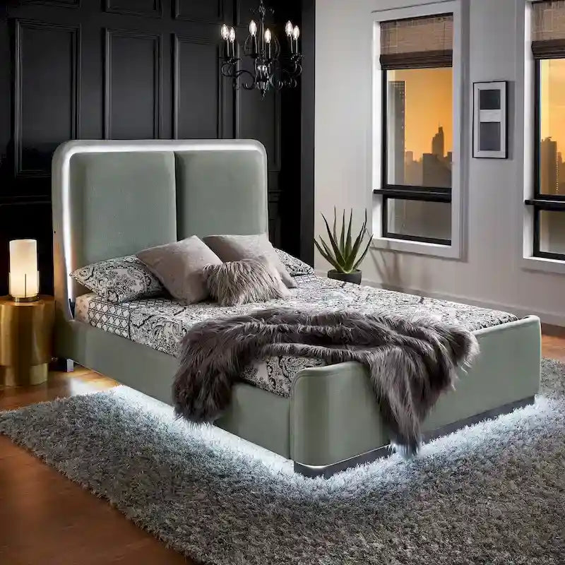 Noe Fabric Upholstered LED Platform Bed by iNSPIRE Q Modern