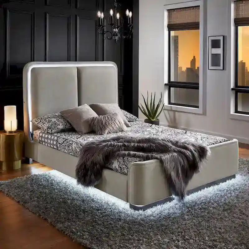 Noe Fabric Upholstered LED Platform Bed by iNSPIRE Q Modern