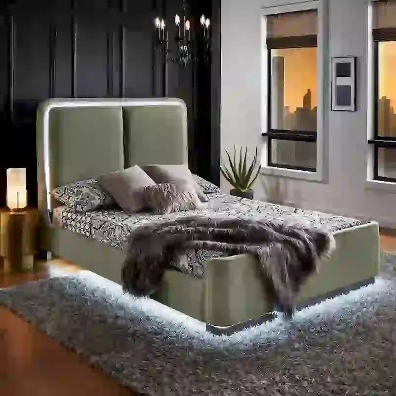Noe Fabric Upholstered LED Platform Bed by iNSPIRE Q Modern