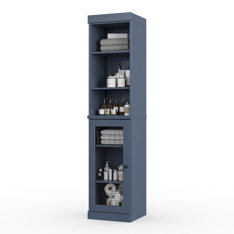 Palace Imports 100% Solid Wood 16.5 Bathroom Storage Cabinet with Clear Glass Doors and Adjustable Shelves