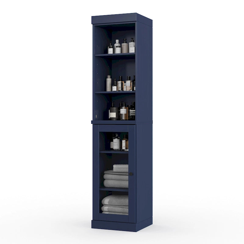 Palace Imports 100% Solid Wood 16.5 Bathroom Storage Cabinet with Clear Glass Doors and Adjustable Shelves