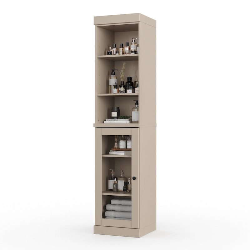 Palace Imports 100% Solid Wood 16.5 Bathroom Storage Cabinet with Clear Glass Doors and Adjustable Shelves