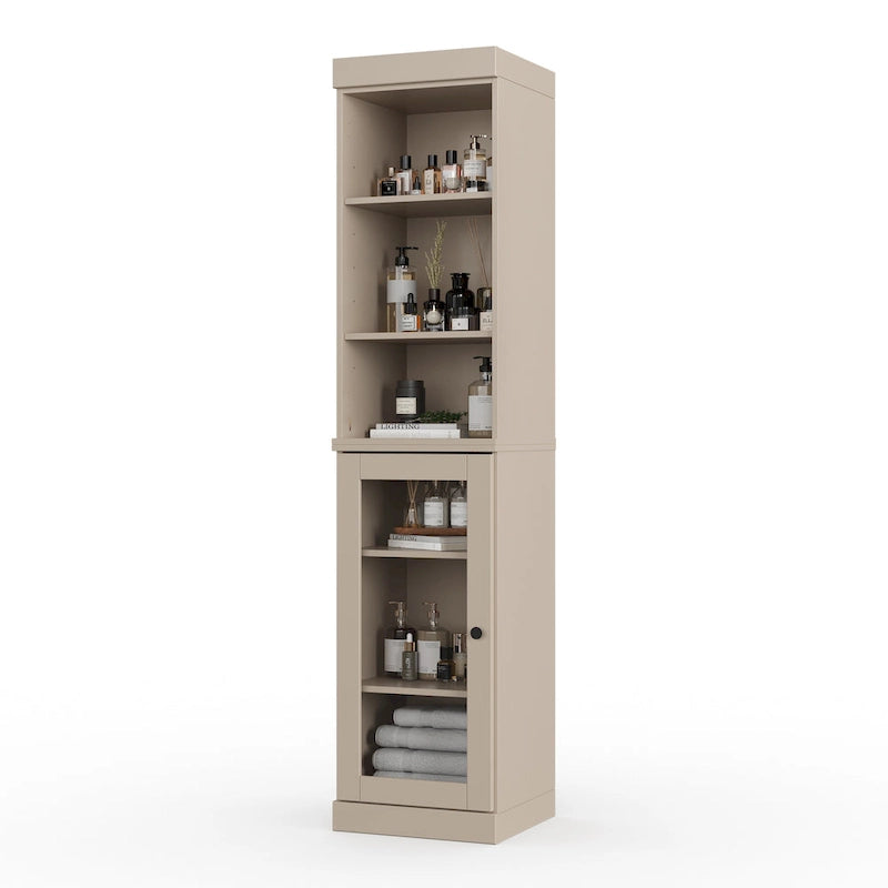 Palace Imports 100% Solid Wood 16.5 Bathroom Storage Cabinet with Clear Glass Doors and Adjustable Shelves