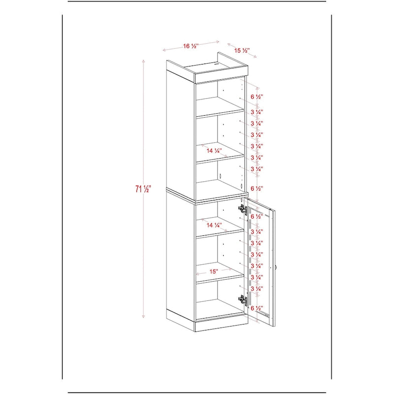 Palace Imports 100% Solid Wood 16.5 Bathroom Storage Cabinet with Clear Glass Doors and Adjustable Shelves