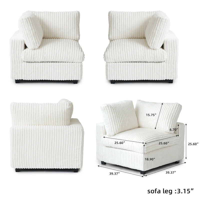 157.48 Soft Plush Modular Sectional Sofa 4-Seater Upholstered Living Room Couch