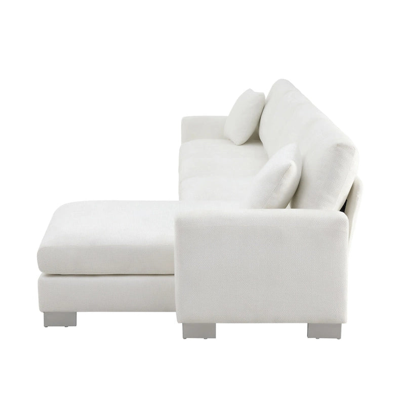 119 Spacious L-Shaped 5-Seater Sectional Sofa with Chaise Lounge and 2 Decorative Pillows for Living Room