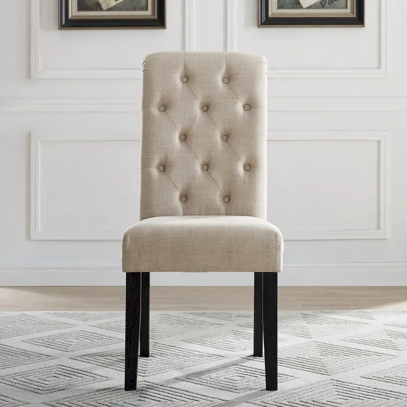 Classic Style Dining Set with Rectangular Table and Button Tufted Upholstered Chairs