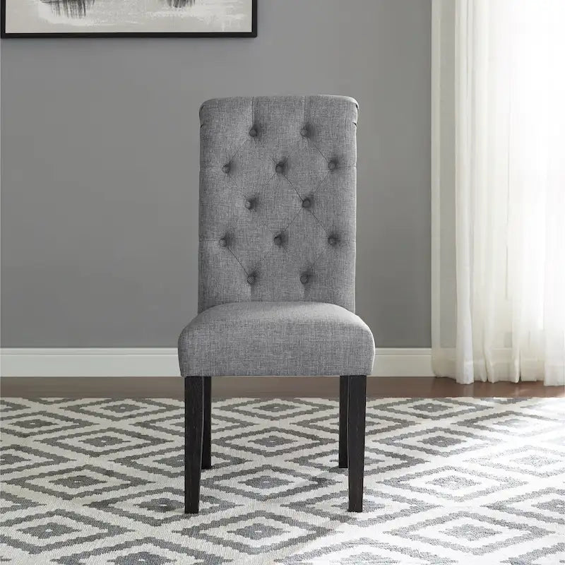 Classic Style Dining Set with Rectangular Table and Button Tufted Upholstered Chairs