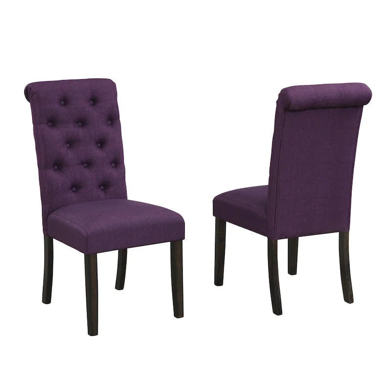 Classic Style Dining Set with Rectangular Table and Button Tufted Upholstered Chairs