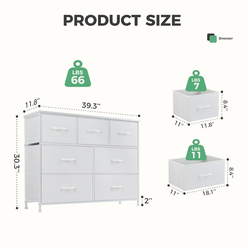7-Drawer Double Dresser, Storage Spaces, Assembled Wardrobe Lockers, Bedroom Furniture Lockers for Bedroom