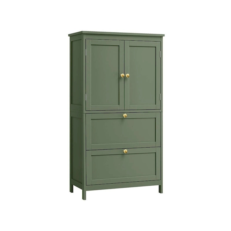 Modern Tall Freestanding Bathroom Storage Cabinet with 2 Drawers and Adjustable Shelf - 11.8D x 23.6W x 43.3H