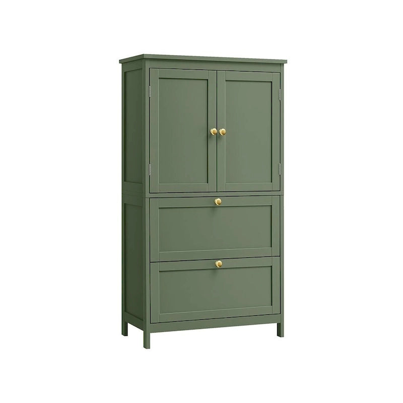 Modern Tall Freestanding Bathroom Storage Cabinet with 2 Drawers and Adjustable Shelf - 11.8D x 23.6W x 43.3H