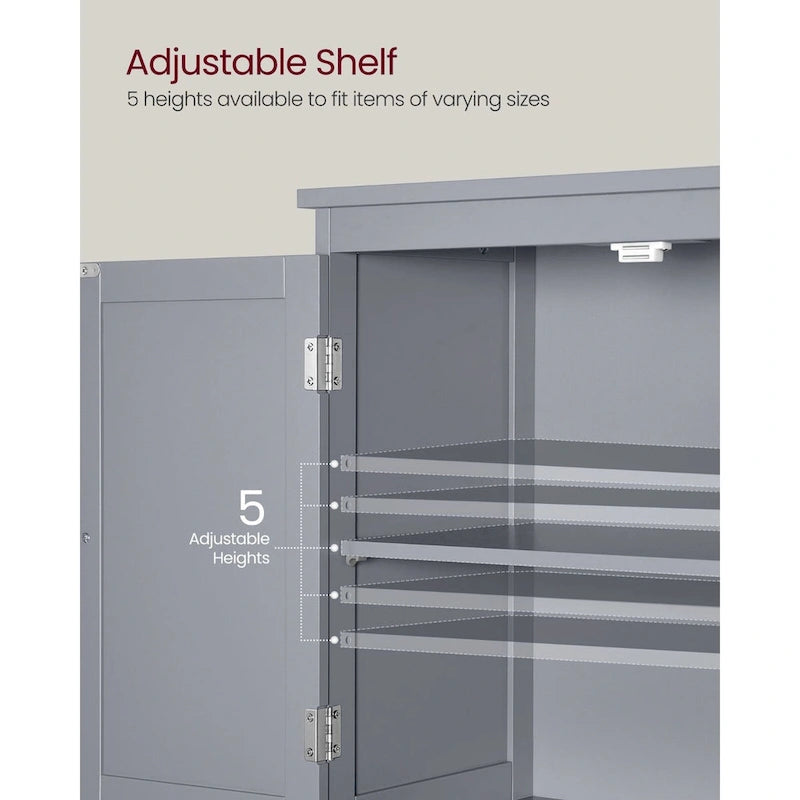 Modern Tall Freestanding Bathroom Storage Cabinet with 2 Drawers and Adjustable Shelf - 11.8D x 23.6W x 43.3H