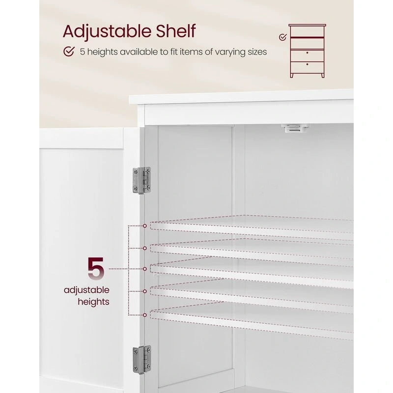 Modern Tall Freestanding Bathroom Storage Cabinet with 2 Drawers and Adjustable Shelf - 11.8D x 23.6W x 43.3H