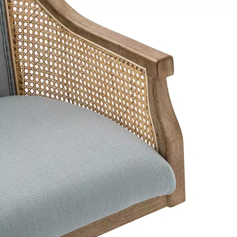 Chaise de bureau pivotante à bras en rotin