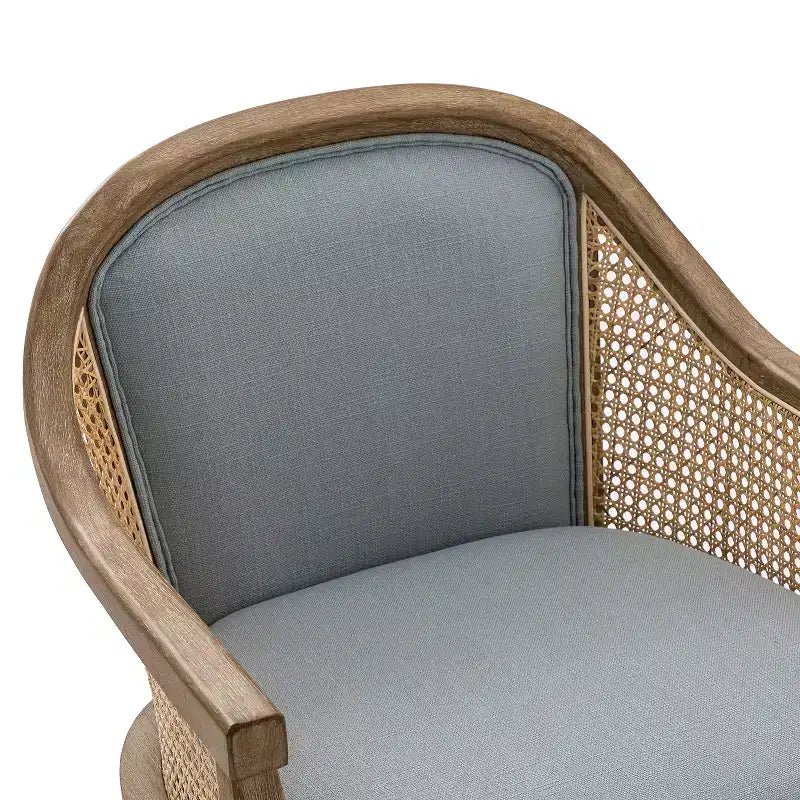 Chaise de bureau pivotante à bras en rotin