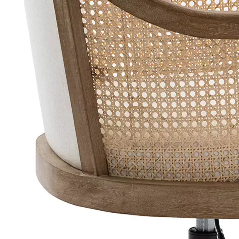Chaise de bureau pivotante à bras en rotin