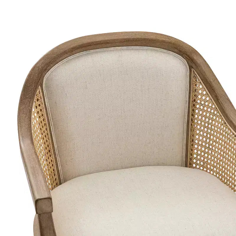 Chaise de bureau pivotante à bras en rotin