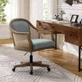 Chaise de bureau pivotante à bras en rotin
