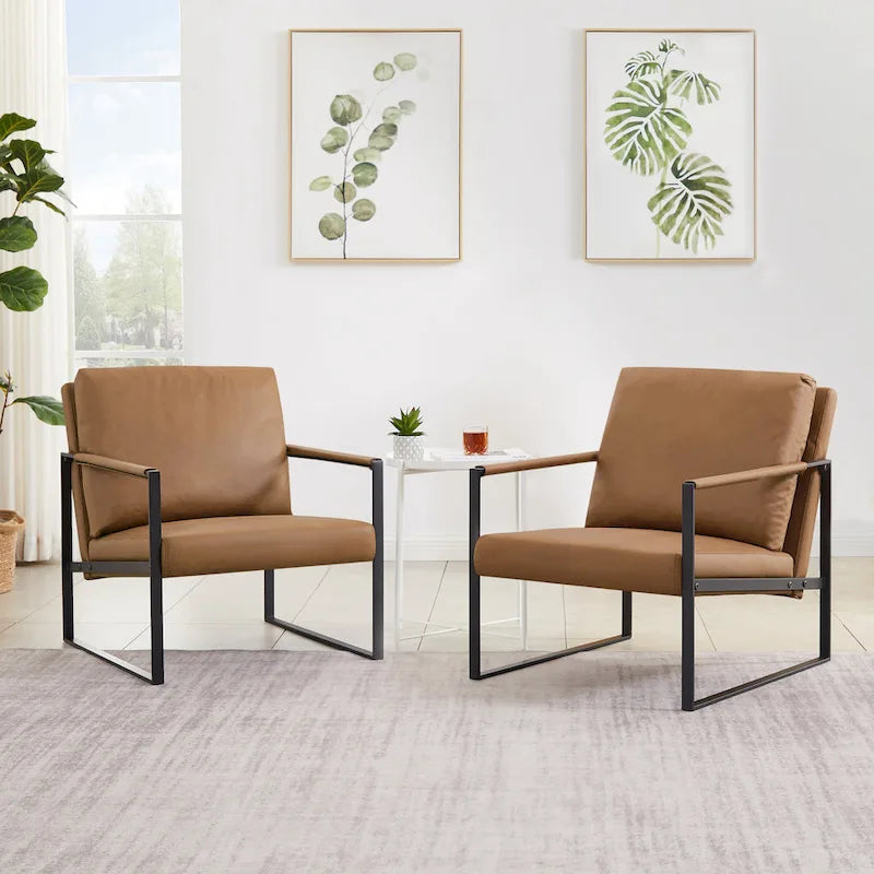 Faux Leather Accent Arm Chair