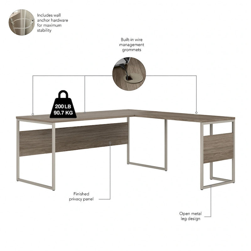 Hybrid 72W L Shaped Table Desk with Drawers by Bush Business Furniture