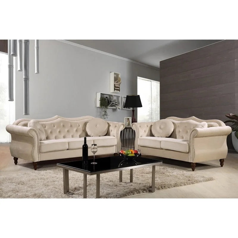 Carbon Classic Nailhead Chesterfield 2 Piece Living Room Set