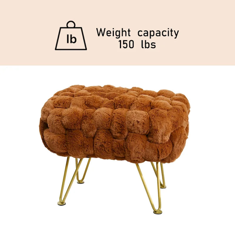 Soft Fauxfur Pouf Stool Ottoman Fuzzy Entryway Bench Seat 27x20x19
