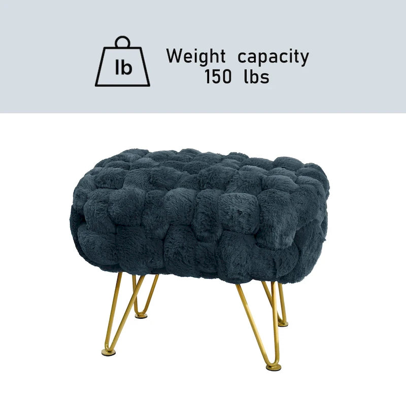 Soft Fauxfur Pouf Stool Ottoman Fuzzy Entryway Bench Seat 27x20x19