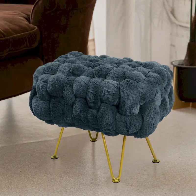 Soft Fauxfur Pouf Stool Ottoman Fuzzy Entryway Bench Seat 27x20x19