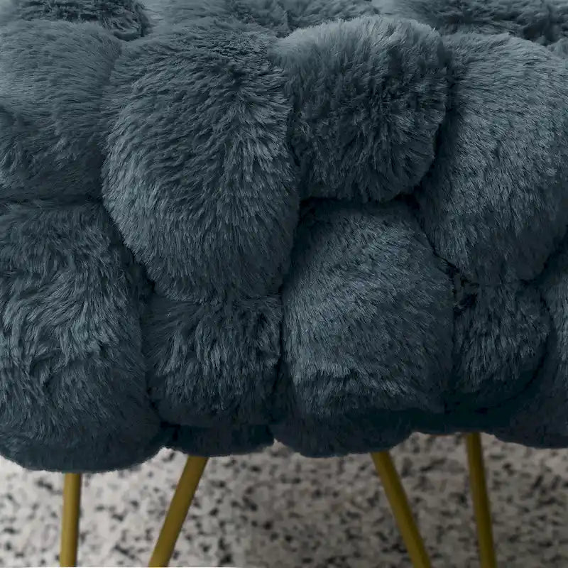 Soft Fauxfur Pouf Stool Ottoman Fuzzy Entryway Bench Seat 27x20x19