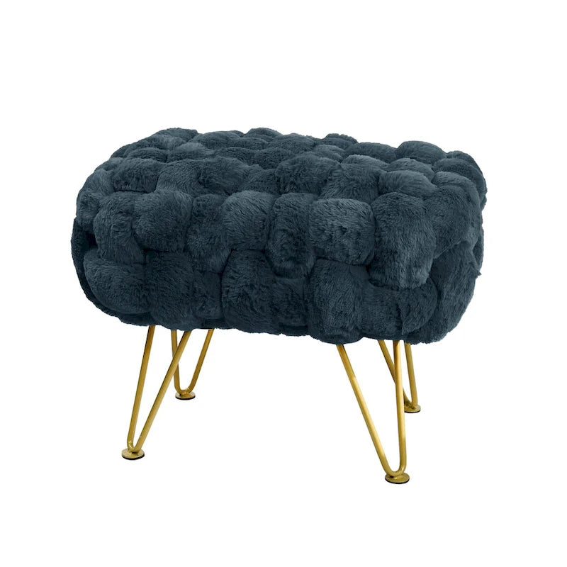 Soft Fauxfur Pouf Stool Ottoman Fuzzy Entryway Bench Seat 27x20x19