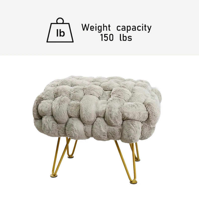 Soft Fauxfur Pouf Stool Ottoman Fuzzy Entryway Bench Seat 27x20x19