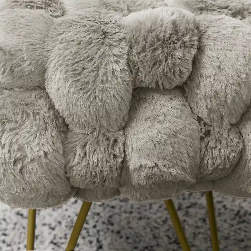 Soft Fauxfur Pouf Stool Ottoman Fuzzy Entryway Bench Seat 27x20x19