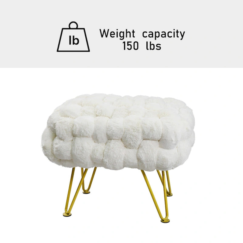 Soft Fauxfur Pouf Stool Ottoman Fuzzy Entryway Bench Seat 27x20x19