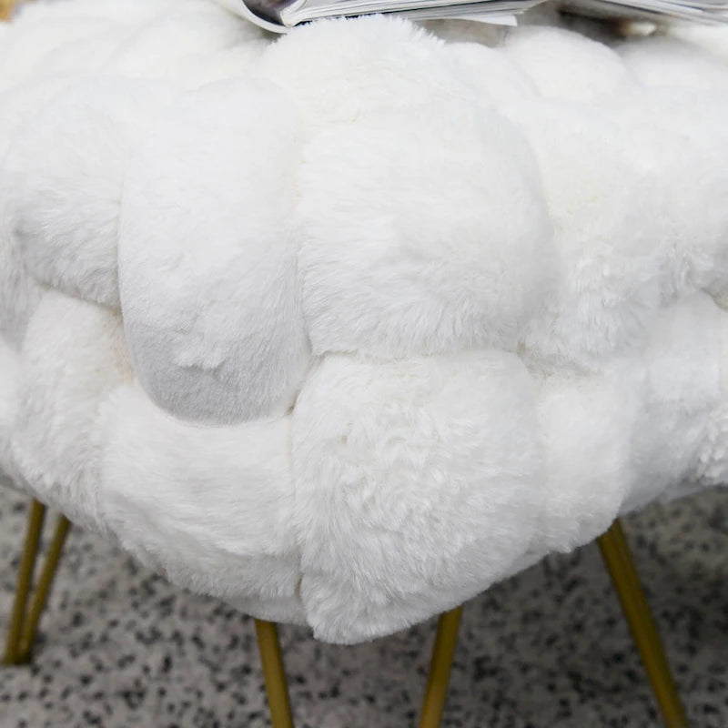 Soft Fauxfur Pouf Stool Ottoman Fuzzy Entryway Bench Seat 27x20x19